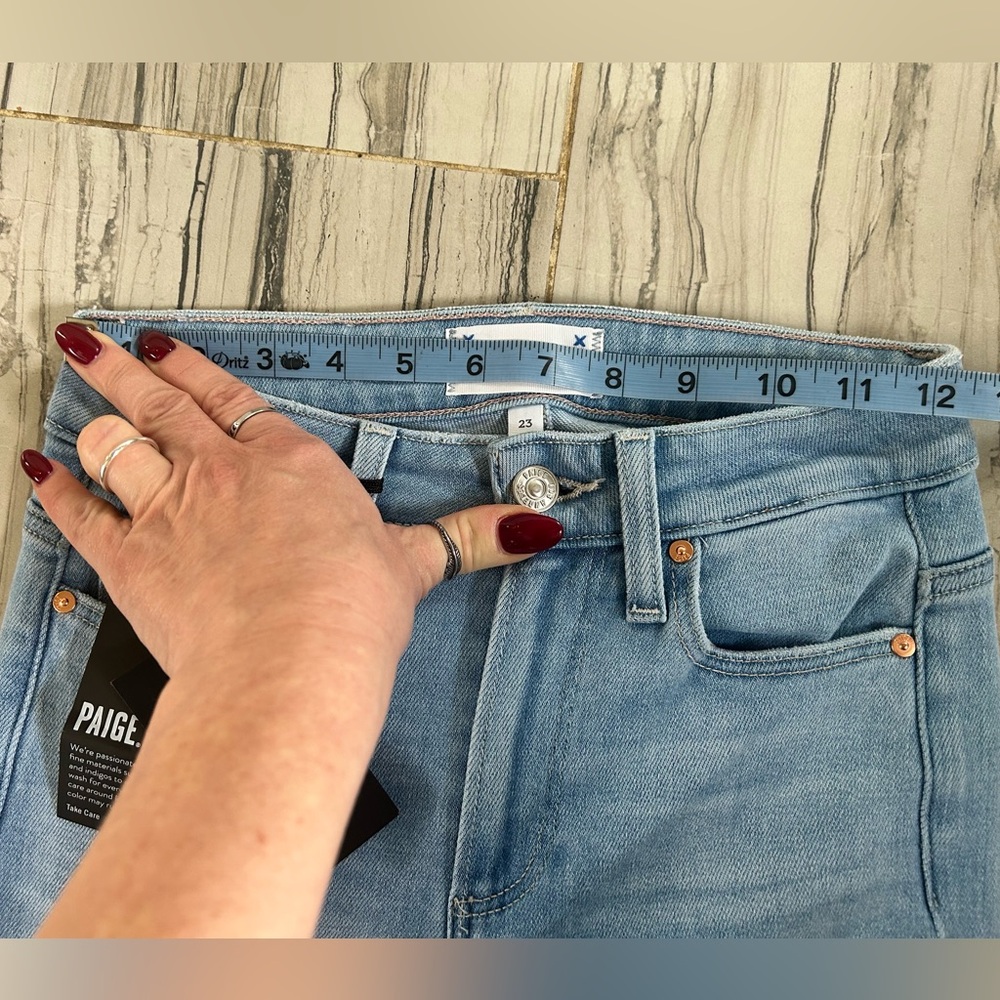 NWT New PAIGE Colette High Rise Light Blue Cropped Flare Stretch Jeans - Picture 11 of 16